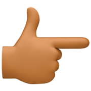 👉🏾 Emoji Dorso Da Mão Com Dedo Indicador Apontando Para A Direita: Pele Morena Escura na Facebook 14.0.