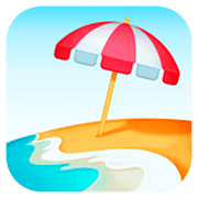 🏖️ Emoji Strand mit Sonnenschirm Facebook 14.0.