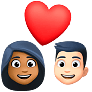 👩🏾‍❤️‍👨🏻 Emoji Pareja Enamorada - Mujer: Tono De Piel Oscuro Medio, Hombre: Tono De Piel Claro en Facebook 14.0.