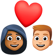 👩🏾‍❤️‍👨🏼 Emoji sich küssendes Paar - Frau: mitteldunkle Hautfarbe, Mann: mittelhelle Hautfarbe Facebook 14.0.