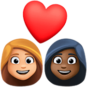 👩🏼‍❤️‍👩🏿 Emoji Pareja Enamorada - Mujer: Tono De Piel Claro Medio, Mujer: Tono De Piel Oscuro en Facebook 14.0.