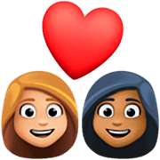 👩🏼‍❤️‍👩🏾 Emoji Pareja Enamorada - Mujer: Tono De Piel Claro Medio, Mujer: Tono De Piel Oscuro Medio en Facebook 14.0.