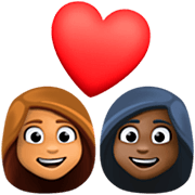 👩🏽‍❤️‍👩🏿 Emoji Pareja Enamorada - Mujer: Tono De Piel Claro Medio, Mujer: Tono De Piel Oscuro en Facebook 14.0.