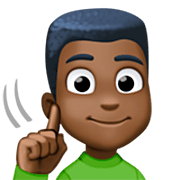 Emoji 🧏🏿‍♂️ Uomo Con Problemi Di Udito: Carnagione Scura su Facebook 14.0.