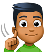 Emoji 🧏🏾‍♂️ Uomo Con Problemi Di Udito: Carnagione Abbastanza Scura su Facebook 14.0.