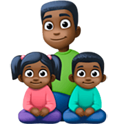 👨🏿‍👧🏿‍👦🏿 Emoji Familie - Mann, Mädchen, Junge: dunkle Hautfarbe Facebook 14.0.