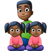 Emoji 👨🏿‍👧🏿‍👧🏿 Famiglia - Uomo, Bambina, Bambina: Carnagione Scura su Facebook 14.0.
