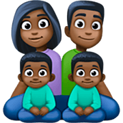 Emoji 👨🏿‍👩🏿‍👦🏿‍👦🏿 Famiglia - Uomo, Donna, Bambino, Bambino: Carnagione Scura su Facebook 14.0.