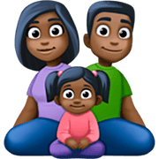 👨🏿‍👩🏿‍👧🏿 Emoji Família - Homem, Mulher, Menina: Pele Escura na Facebook 14.0.