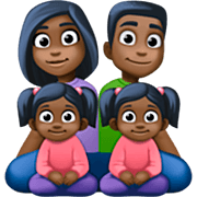 👨🏿‍👩🏿‍👧🏿‍👧🏿 Emoji Familie - Mann, Frau, Mädchen, Mädchen: dunkle Hautfarbe Facebook 14.0.