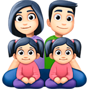👨🏻‍👩🏻‍👧🏻‍👧🏻 Emoji Familie - Mann, Frau, Mädchen, Mädchen: helle Hautfarbe Facebook 14.0.