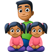 👨🏾‍👧🏾‍👧🏾 Emoji Família - Homem, Menina, Menina: Pele Morena Escura na Facebook 14.0.