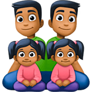 👨🏾‍👨🏾‍👧🏾‍👧🏾 Emoji Família - Homem, Homem, Menina, Menina: Pele Morena Escura na Facebook 14.0.