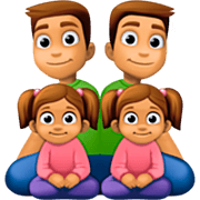 👨🏽‍👨🏽‍👧🏽‍👧🏽 Emoji Família - Homem, Homem, Menina, Menina: Pele Morena na Facebook 14.0.