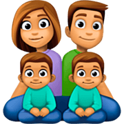 Emoji 👨🏽‍👩🏽‍👦🏽‍👦🏽 Famiglia - Uomo, Donna, Bambino, Bambino: Carnagione Olivastra su Facebook 14.0.