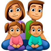 Emoji 👨🏽‍👩🏽‍👧🏽‍👦🏽 Famiglia - Uomo, Donna, Bambina, Bambino: Carnagione Olivastra su Facebook 14.0.