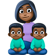 👩🏿‍👦🏿‍👦🏿 Emoji Família - Mulher, Menino, Menino: Pele Escura na Facebook 14.0.