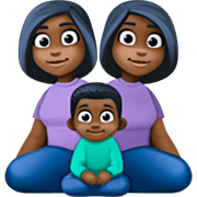 Emoji 👩🏿‍👩🏿‍👦🏿 Famiglia - Donna, Donna, Bambino: Carnagione Scura su Facebook 14.0.