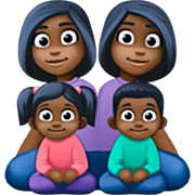 👩🏿‍👩🏿‍👧🏿‍👦🏿 Emoji Família - Mulher, Homem, Menina, Menino: Pele Escura na Facebook 14.0.