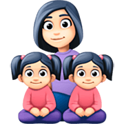 👩🏻‍👧🏻‍👧🏻 Emoji Familie - Frau, Mädchen, Mädchen: helle Hautfarbe Facebook 14.0.