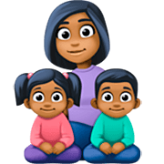 👩🏾‍👧🏾‍👦🏾 Emoji Familia - Mujer, Niña, Niño: Tono De Piel Oscuro Medio en Facebook 14.0.