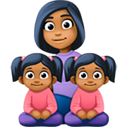 👩🏾‍👧🏾‍👧🏾 Emoji Familia - Mujer, Niña, Niña: Tono De Piel Oscuro Medio en Facebook 14.0.