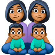 👩🏾‍👩🏾‍👦🏾‍👦🏾 Emoji Familie - Frau, Frau, Junge, Junge: mitteldunkle Hautfarbe Facebook 14.0.