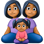 Emoji 👩🏾‍👩🏾‍👧🏾 Famiglia - Donna, Donna, Bambina: Carnagione Abbastanza Scura su Facebook 14.0.