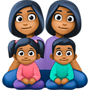 Emoji 👩🏾‍👩🏾‍👧🏾‍👦🏾 Famiglia - Donna, Donna, Bambina, Bambino: Carnagione Abbastanza Scura su Facebook 14.0.