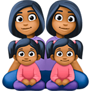 👩🏾‍👩🏾‍👧🏾‍👧🏾 Emoji Familia - Mujer, Mujer, Niña, Niña: Tono De Piel Oscuro Medio en Facebook 14.0.