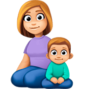 👩🏼‍👦🏼 Emoji Familia - Mujer, Niño: Tono De Piel Claro Medio en Facebook 14.0.
