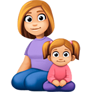👩🏼‍👧🏼 Emoji Familie - Frau, Mädchen: mittelhelle Hautfarbe Facebook 14.0.