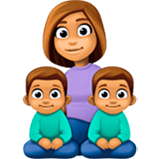 Emoji 👩🏽‍👦🏽‍👦🏽 Famiglia - Donna, Bambino, Bambino: Carnagione Olivastra su Facebook 14.0.