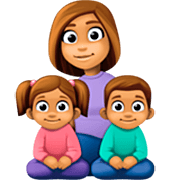👩🏽‍👧🏽‍👦🏽 Emoji Familie - Frau, Mädchen, Junge: mittlere Hautfarbe Facebook 14.0.