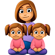 👩🏽‍👧🏽‍👧🏽 Emoji Familie - Frau, Mädchen, Mädchen: mittlere Hautfarbe Facebook 14.0.
