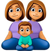 Emoji 👩🏽‍👩🏽‍👦🏽 Famiglia - Donna, Donna, Bambina, Neonato: Carnagione Olivastra su Facebook 14.0.