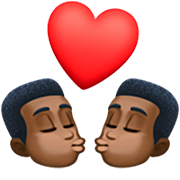 👨🏿‍❤️‍💋‍👨🏿 Emoji sich küssendes Paar - Mann: dunkle Hautfarbe, Mann: dunkle Hautfarbe Facebook 14.0.