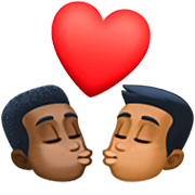 👨🏿‍❤️‍💋‍👨🏾 Emoji sich küssendes Paar - Mann: dunkle Hautfarbe, Mann: mitteldunkle Hautfarbe Facebook 14.0.