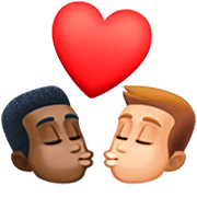 👨🏿‍❤️‍💋‍👨🏼 Emoji sich küssendes Paar - Mann: dunkle Hautfarbe, Mann: mittelhelle Hautfarbe Facebook 14.0.