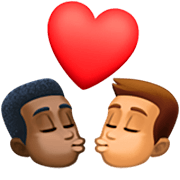 👨🏿‍❤️‍💋‍👨🏽 Emoji sich küssendes Paar - Mann: dunkle Hautfarbe, Mann: mittlere Hautfarbe Facebook 14.0.