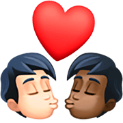 👨🏻‍❤️‍💋‍👨🏿 Emoji sich küssendes Paar - Mann: helle Hautfarbe, Mann: dunkle Hautfarbe Facebook 14.0.
