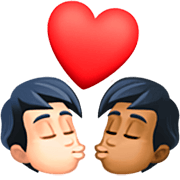 👨🏻‍❤️‍💋‍👨🏾 Emoji sich küssendes Paar - Mann: helle Hautfarbe, Mann: mitteldunkle Hautfarbe Facebook 14.0.