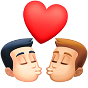 👨🏻‍❤️‍💋‍👨🏼 Emoji sich küssendes Paar - Mann: helle Hautfarbe, Mann: mittelhelle Hautfarbe Facebook 14.0.