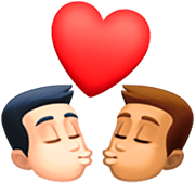 👨🏻‍❤️‍💋‍👨🏽 Emoji sich küssendes Paar - Mann: helle Hautfarbe, Mann: helle Hautfarbe Facebook 14.0.