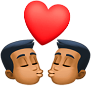 Emoji 👨🏾‍❤️‍💋‍👨🏾 Bacio Tra Coppia - Uomo: Carnagione Abbastanza Scura, Uomo: Carnagione Abbastanza Scura su Facebook 14.0.