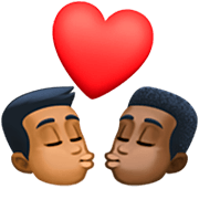 👨🏾‍❤️‍💋‍👨🏿 Emoji sich küssendes Paar - Mann: mitteldunkle Hautfarbe, Mann: dunkle Hautfarbe Facebook 14.0.