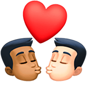 👨🏾‍❤️‍💋‍👨🏻 Emoji sich küssendes Paar - Mann: mitteldunkle Hautfarbe, Mann: helle Hautfarbe Facebook 14.0.