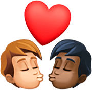 👨🏼‍❤️‍💋‍👨🏿 Emoji sich küssendes Paar - Mann: mittelhelle Hautfarbe, Mann: dunkle Hautfarbe Facebook 14.0.