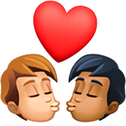 👨🏼‍❤️‍💋‍👨🏾 Emoji sich küssendes Paar - Mann: mittelhelle Hautfarbe, Mann: mitteldunkle Hautfarbe Facebook 14.0.