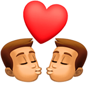 👨🏽‍❤️‍💋‍👨🏽 Emoji sich küssendes Paar - Mann: mittlere Hautfarbe, Mann: mittlere Hautfarbe Facebook 14.0.